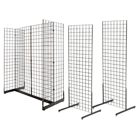 Gondola  and Set Of Double Sided Gridwall Display | 24"W x 72" | Black