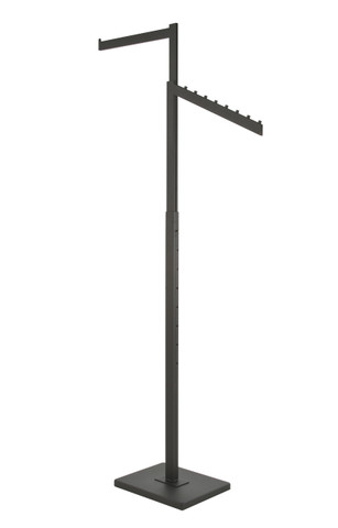 2 Way Retail Display Fixture with Straight and Slanted Display Arms | BLACK