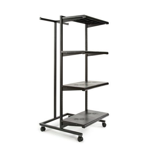 T Stand & Four Shelves Combination Clothing Rack | Black Shelves