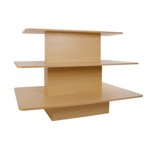 Three Tier Rectangular Wood Retail Display Table  Maple