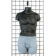 Men's Black Half Round Torso Form with metal hanger hook, injection-molded styrene construction for retail display