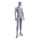 Elegant male mannequin in slate grey with natural pose, 74-inch height, abstract design for modern retail displays