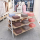 Modern 3-tier display table featuring oak shelves and sleek white metal frame, expandable design with stabilizing levelers