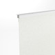 White banner screen attachment for double-sided merchandiser provides retail space division and branded messaging display