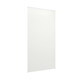 White vinyl banner screen divides retail space between double-sided merchandiser slots, enabling custom branding displays