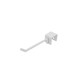 Retail display hook in white, 4-inch length with protective tip, mounts to square tubing for secure product presentation