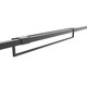 Black saddle-mount display bracket with offset design, 22.75 x 3.25 inches, creates dual-sided signage on 1-inch square posts