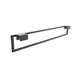 Double-sided black metal sign holder with saddle brackets, 22.75 x 3.25 inches, mounts on square tubing for back-to-back displays