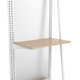 White Aspect Line shelf bracket with secure locking mechanism and half-inch mounting slots for retail merchandising displays