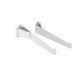 White shelf bracket with integrated locking system for Aspect Line displays, featuring half-inch slots spaced one inch apart
