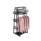 Black 24-inch retail merchandiser with adjustable shelves and hanging bar for dual-sided product retail display
