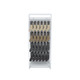 Double-sided 24" merchandiser display with 50 adjustable hooks in white, designed for retail product organization and carded items