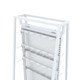 White 24-inch retail merchandiser with dual-sided hook system for hanging carded products, featuring adjustable display pegs