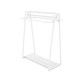 White 48-inch Aspect Line merchandiser with dual hanging rails and reversible base, designed for efficient retail clothing display