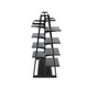 Double-sided 48-inch merchandiser in black with adjustable shelving and hanging bars for versatile retail display solutions