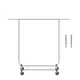 Chrome 6-inch height extenders fitting into a collapsible clothing rack to raise the top hanging rail.