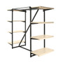 Double Bar & Eight Shelves Combination Clothing Rack | Almond Shelves