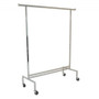 Adjustable Height Rolling Clothing Display Rack | Chrome