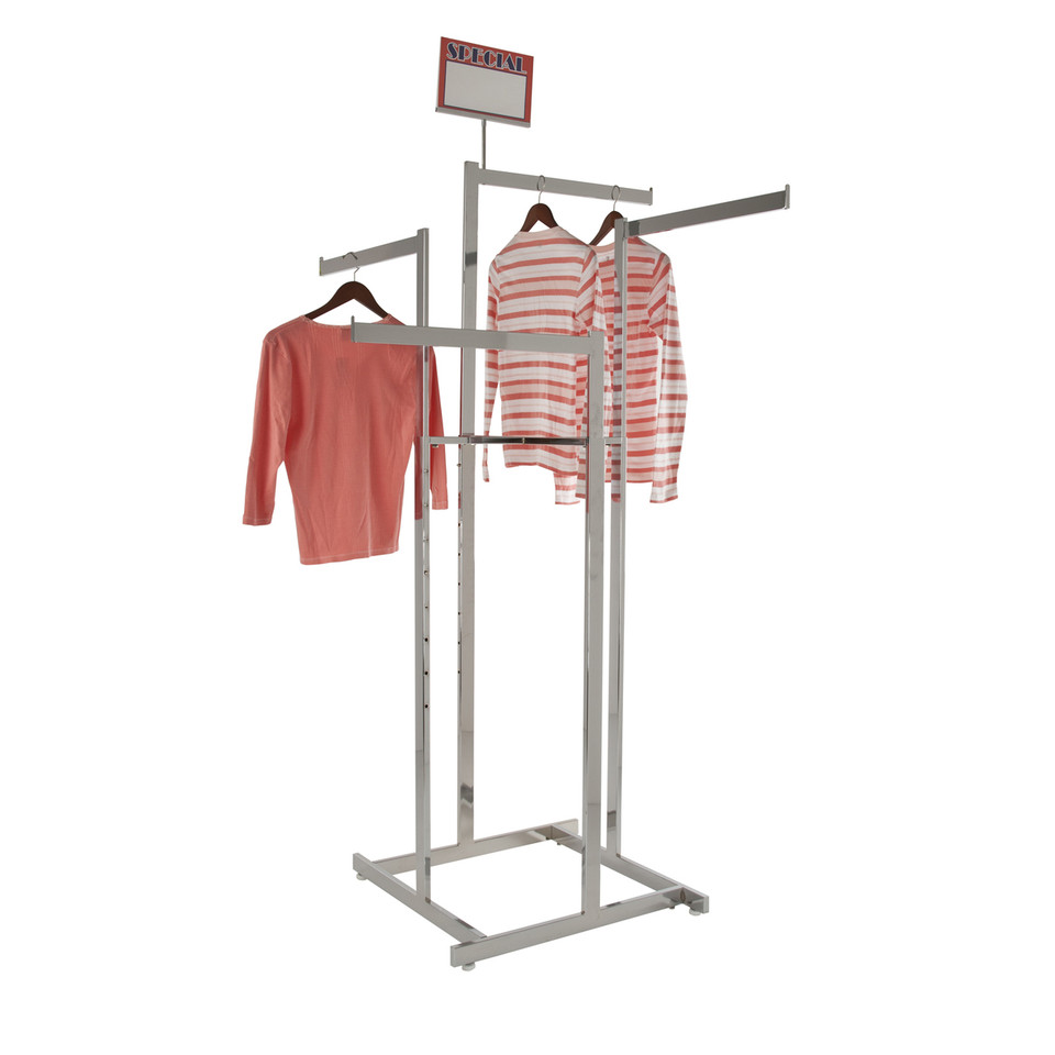 HiCapacity 4 Way Clothing Rack with (4) 22 L Straight Display Arms CH
