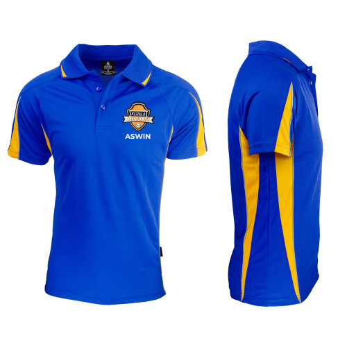 KERALA STRIKERS CC Polo Adults/Kids Royal/Gold 4