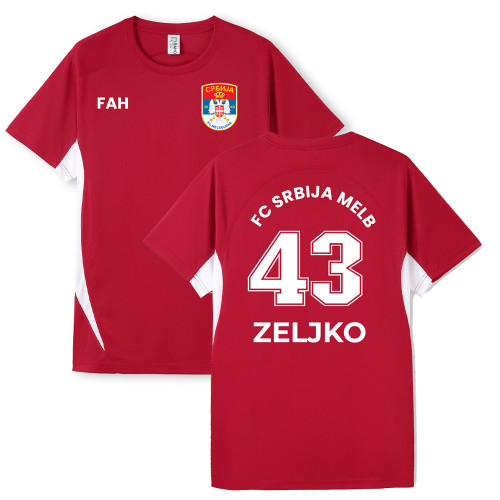 F C SRBJIA MELB Club Tee Shirt Red/White MENS/LADIES/KIDS