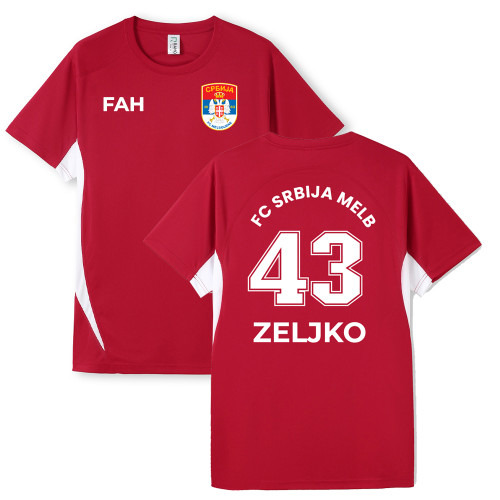 F C SRBJIA MELB Club Tee Shirt Red/White MENS/LADIES/KIDS