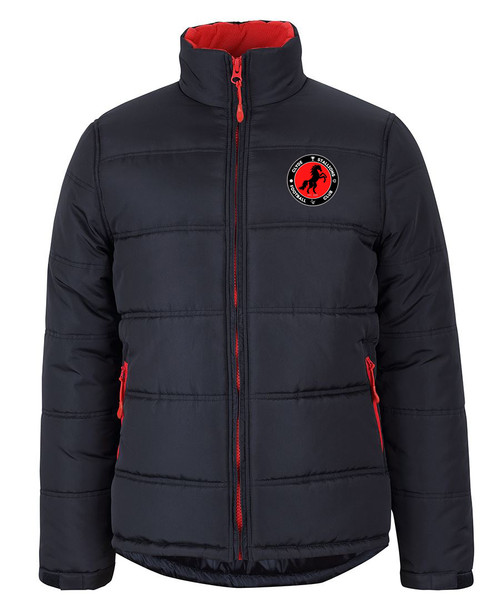 CLYDE STALLIONS Contrast Puffer Jacket Black/Red