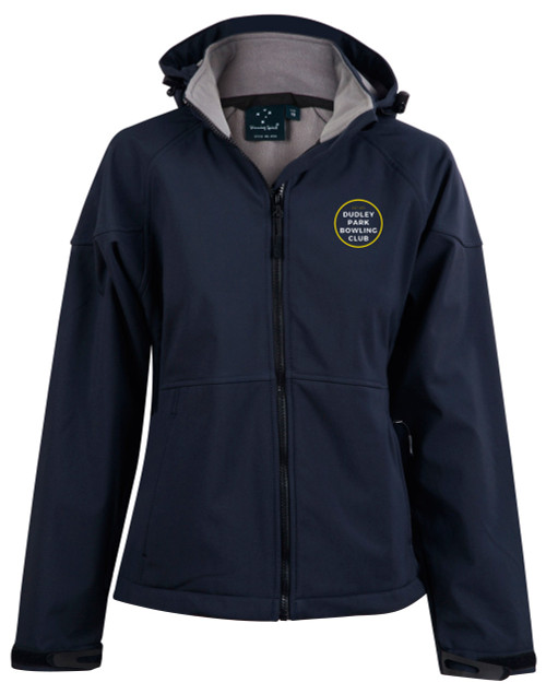 DUDLEY PARK BOWLS Softshell Hooded Jacket MENS Navy/Charcoal