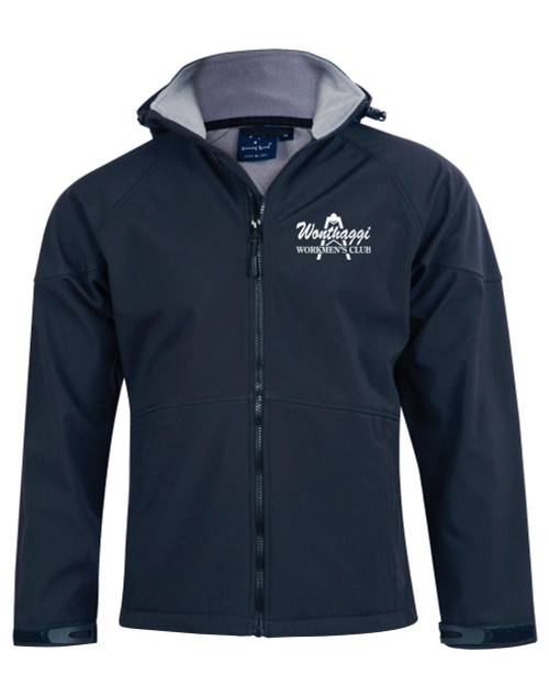 WONTHAGGI WORKMEN'S  Aspen Softshell Hooded Jacket LADIES NAVY/CHARCOAL