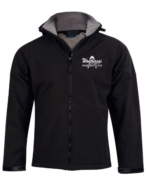 WONTHAGGI WORKMEN'S  Aspen Softshell Hooded Jacket MENS Black/Charcoal