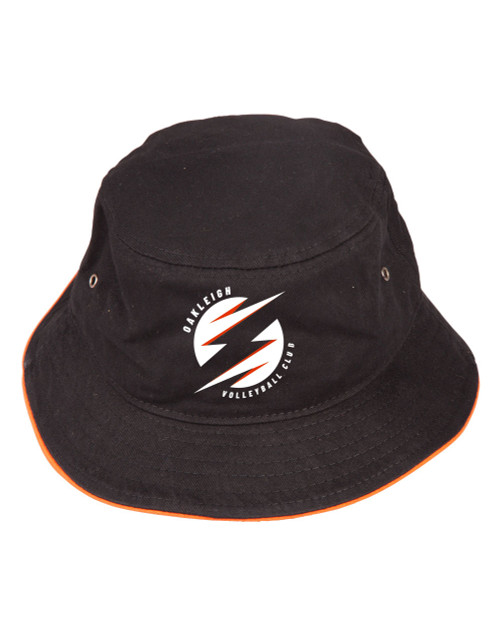 OAKLEIGH VOLLEYBALL Hat Bucket Softwash Contrast UNISEX BLACK/ORANGE