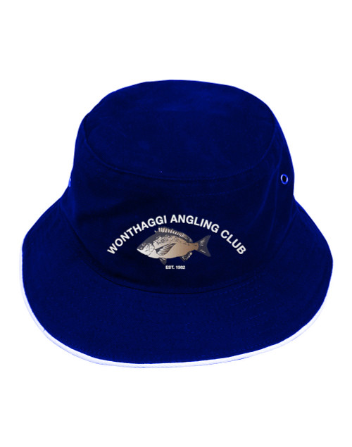 WONTHAGGI ANGLING Bucket Hat Navy/White