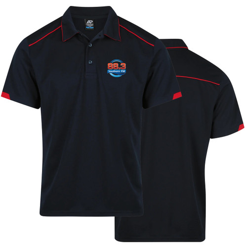 SOUTHERN FM 88.3  Polo Shirt MENS Navy/Red