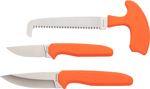Browning Knife Sharp Ridge 3-Piece Set with Stainless Steel Blades and Orange Rubber Handles