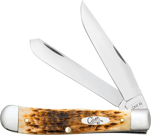 Case Knives Amber Bone Peach Seed Jig Trapper Knife with Stainless Steel Blade