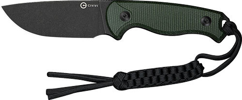 CIVIVI Timberbark 3.2-Inch Fixed Blade Knife with Green Micarta Handle