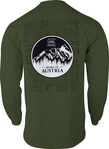 Glock OEM Born in Austria Long Sleeve T-Shirt - XXX-Large Green Cotton