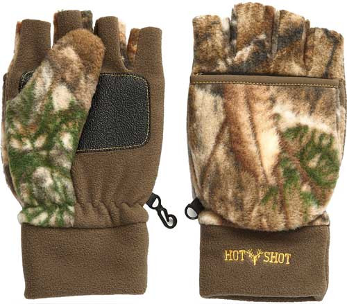 Hot Shot Youth Pop-Top Camo Fleece Gloves, Large