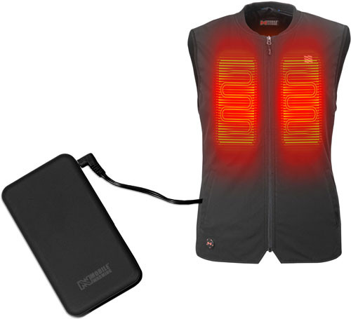 Mobile Warming Unisex Peak Casual Vest - Medium, Black with 7.4V Battery and App Compatibility