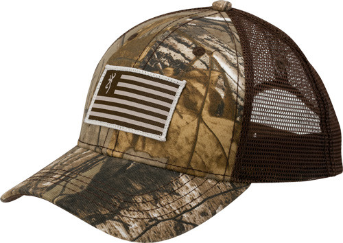 Browning Patriot Flag and Buck Camo Mesh Cap - Adjustable Snap Closure, Low Profile Headgear (Pack of 6)