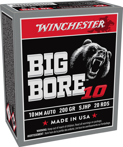 Winchester Ammunition Big Bore 10mm Jacketed Hollow Point - 200 Grain, Reloadable, 20 Rounds per Box