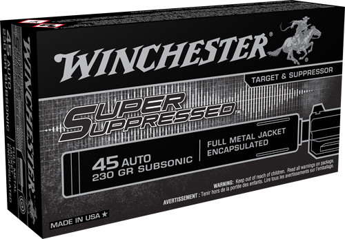 Winchester Ammunition Super Suppressed 45 ACP 230-Grain FMJ Ammo - Reloadable