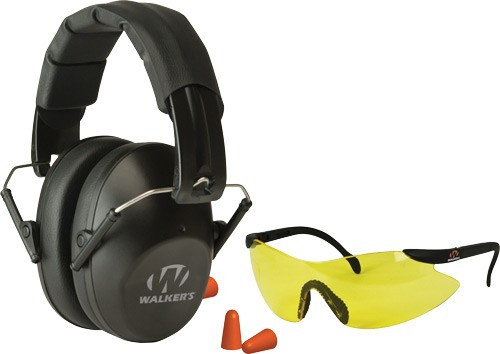 Walkers GWP-FPM1GFP Shooting Hearing Protection Set with Noise-Canceling Ear Muffs, Safety Glasses, and Foam Tips