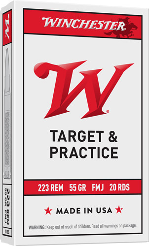 Winchester Ammunition USA .223 Rem Full Metal Jacketed 55-Grain Rifle Cartridges, Pack of 20