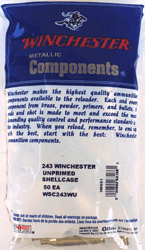 Winchester WSC243WU .243 Winchester Unprimed Brass Cases - 50 Pack