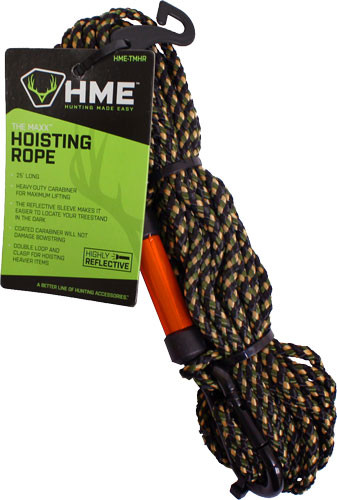 HME Products TMHR Hoist Rope with PVC-Coated Carabiner Hook and Reflective Wrap