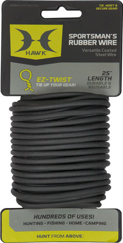 Hawk H3031 Sportsmans Rubber Wire - 25 ft Durable Steel Wire with Rubber Coating