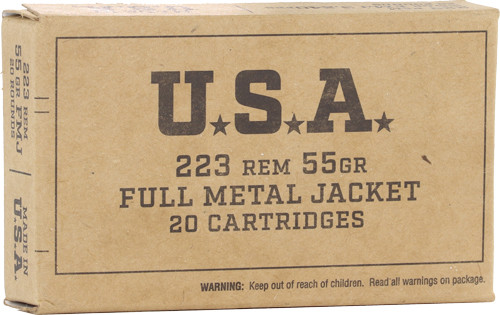 Winchester Ammunition USA .223 Rem Full Metal Jacketed 55 Grain Rifle Ammo - Reloadable