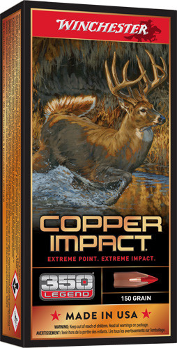 Winchester Copper Impact 350 Ammunition - 150 Grain Copper Solid Bullet, Reloadable, 20 Rounds Per Box