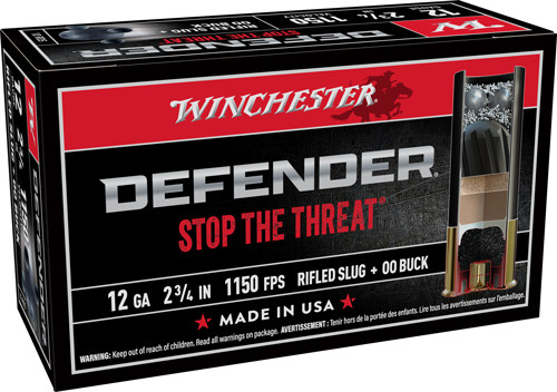 Winchester Ammunition S12PDX1 Defender 12 Gauge 2.75-Inch Shells with 1 oz. Slug and #00 Buckshot